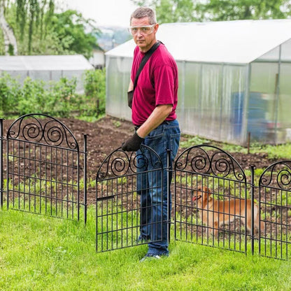 Tall Garden Fence with Gate, 32 Inch(H) 2 Panels Total Length 4.4 Ft Dog Fencing Outdoor, Decorative Fences for Garden, Dog Digging Fence│Patented