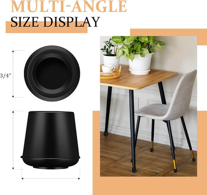 3/4" Round Rubber Chair Leg Tips Caps, Chair Leg Floor Protectors Furniture Legs Caps Non Slip Reduce Noise for Hardwood Floors (Black, 12 Pack)