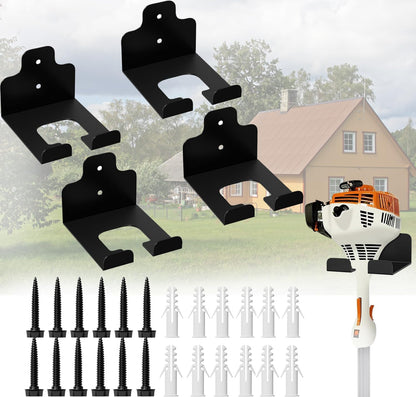 Garage Organizer Trimmer Rack, Wall Mounted Tool Hanger for Grass Trimmer, Hedge Trimmer, Weed Whackers & Garden Tools – Heavy Duty, Space-Saving, Anti-Rust Storage Rack for Garage & Home,4 PCS