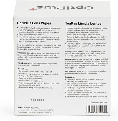 OptiPlus Eyeglass Lens Wipes l Pre-Moistened l Cleaning Wipes for Glasses, Smart Phones, Optical Lens, Goggles, and Watch Screen l Quick-Dry & Scratch-Free | 252 Count (504 Count (Pack of 1))