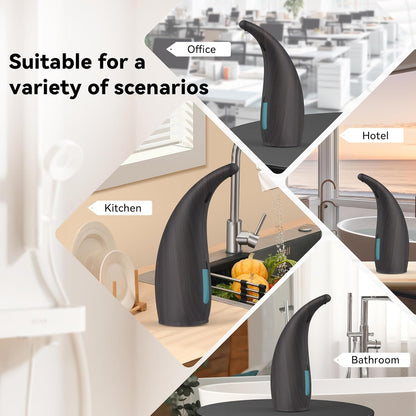 Automatic Soap Dispenser with Infrared Sensor - Adjustable 4-Level Touchless Hand Soap for Kitchen, Bathroom - Battery Operated Electric Dispenser, Durable Plastic, Smart Soap Holder