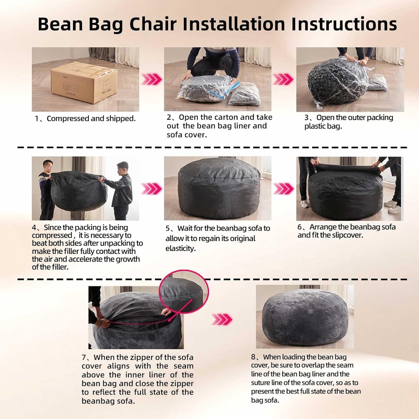 6FT,Oversized Bean Bag Chairs for Adults,Giant beanbag with Filler Included，Fluffy Memory Foam,Soft and Comfy Corduroy Fabric,Gaming Chairs Suitable for Living Room and Bedroom (Coffee Color, 6 Foot)