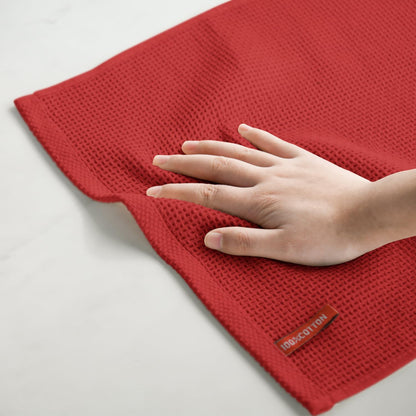 Artoid Mode 100% Cotton Dark Red Waffle Weave Kitchen Dish Cloths, 12x12 Inch Ultra Soft Absorbent Quick Drying Kitchen Dish Towels Set of 6