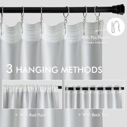 MIULEE Back Tab Light Blocking Curtains 102 Inch Long 2 Panels Set for Living Room Bedroom, Greyish White Rod Pocket/Pinch Pleated Thermal Insulated Room Darkening Floor to Ceiling Blackout Drapes