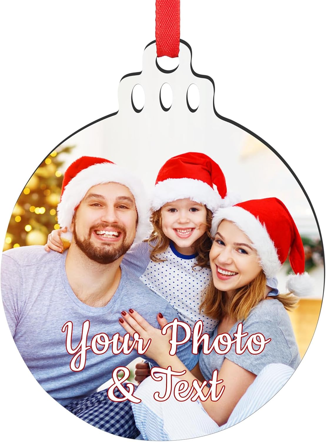 Personalized Christmas Ornaments 2025 Wood Custom Picture Text Hanging Ornament Customized Christmas Tree Decorations Keepsake Gift for Family Couples Xmas Tree Home Decor