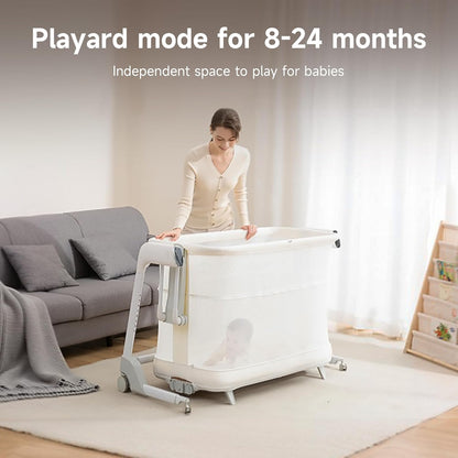 Maydolly Baby Bassinet, Smart Crib, Automatic Cry Detection and Response, Rocking Bassinet for Baby, 7 Height Adjustable with Mattress for Newborns (White)