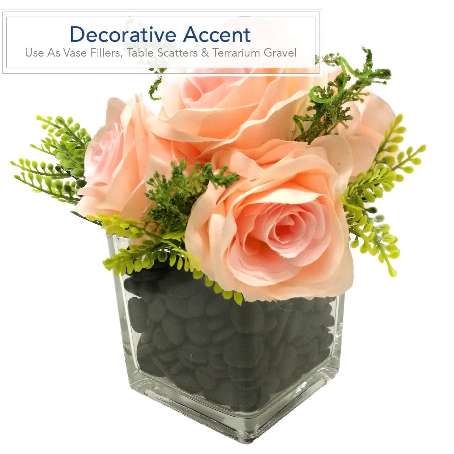 Royal Imports 2LBS River Rocks Decorative Ornamental Pebbles, Garden Landscaping Stones, Gravel Filler for Plants, Vases, Succulents, Home Decor, Aquariums, Crafting, Animal Habitat - Small Black