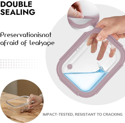 10-Pack Glass Food Storage Containers with Tempered Lids – Borosilicate, Airtight, Oven-Safe (-4°F~950°F), BPA-Free, 4.4 & 1.6 Cup, Leak-Proof, Dishwasher Safe (Pink)