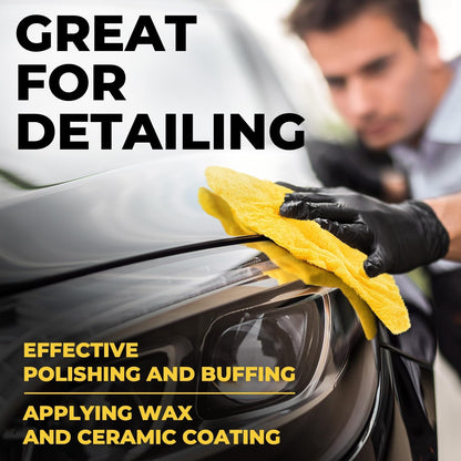 Edgeless Microfiber Towels for Cars – 6pk (12”x12”) - 540 GSM - Super Soft Detailing & Buffing – Scratch-Free & Absorbent Microfiber Cleaning Cloths for Car Polishing