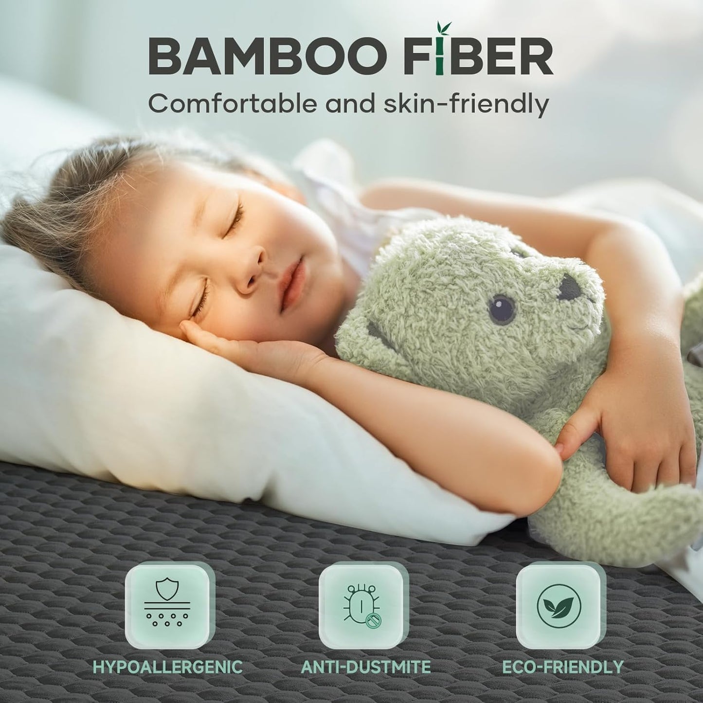 OhGeni 100% Waterproof Mattress Protector, Queen-Gray Size Mattress Pad, Fits 6"-20" Mattresses with Deep Pocket, Cooling, Breathable Fitted Sheets, Soft Bed Cover, Noiseless, Machine Washable