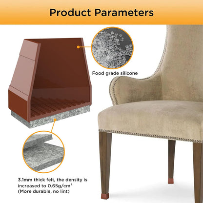 Square Chair Leg Protectors for Hardwood Floors, 16 Pcs Silicone Felt Furniture Leg Cover,(Brown 1 1/2").