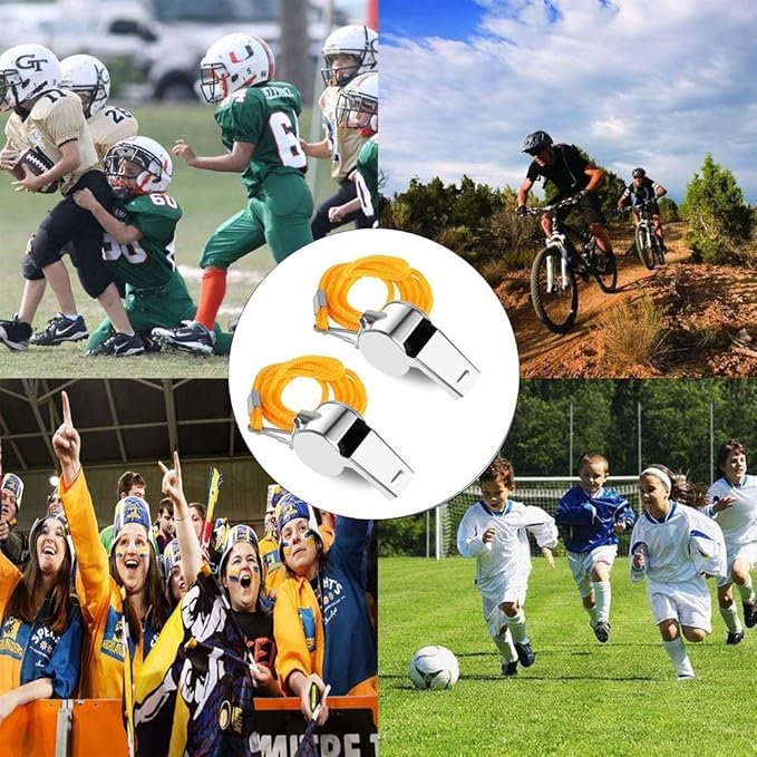 Coach Whistle,35Pack Football Referee Whistle with Lanyard for Emergency Sports Training Referee1 (Silver) (Silver) (Stainless Steel)