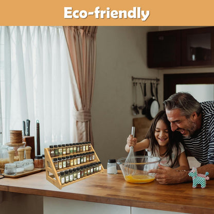 Spice Rack Organizer for Spice Jars: Large Bamboo 3-Tiered Seasoning Rack for Countertop, Kitchen, Cabinet, Pantry