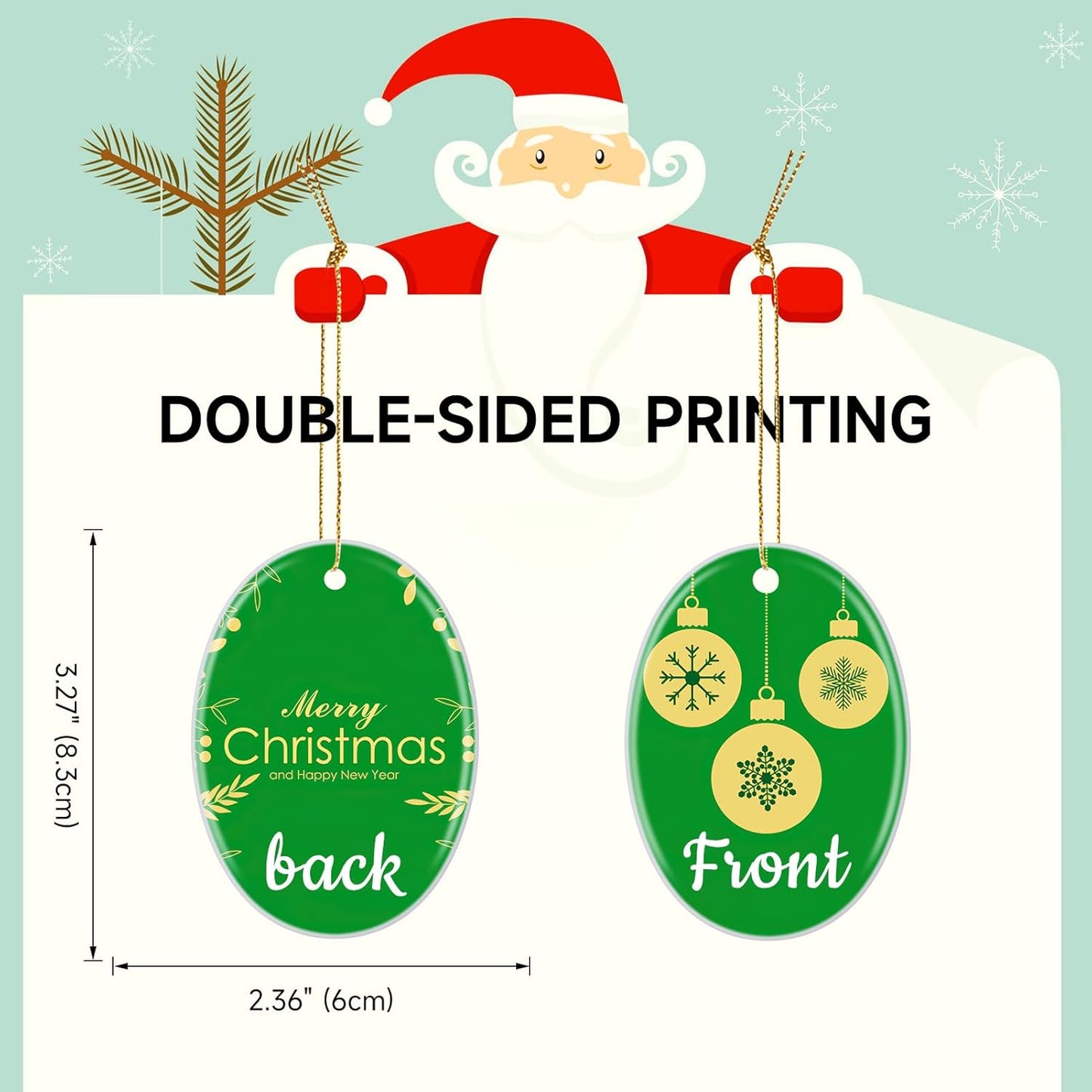 Personalized Christmas Ornaments 2025 Ceramic Custom Picture Text Hanging Ornament Customized Christmas Tree Decorations Keepsake Gift for Family Couples Xmas Tree Home Decor