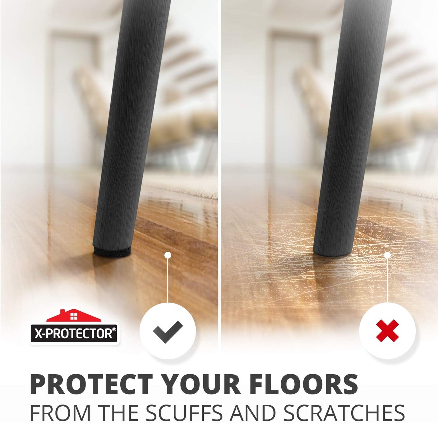 Felt Furniture Pads 235 PCS X-Protector! Huge Quantity of Black Furniture Pads for Hardwood Floors with Many Big Sizes – Your Ideal Wood Floor Protectors for Furniture.