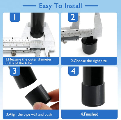 4 Pcs 1-1/4" Round Rubber Chair Leg Caps, PVC Table Leg Covers, Flexible & Anti-Slip Furniture Leg End Caps, Chair Leg Floor Protectors for Bar Stool Leg Patio Indoor, Black