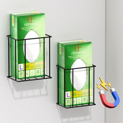 Alyoen Magnetic Glove Box Holder Wall Mount, Disposable Glove Dispenser, 2 Pack Rubber Latex Tissue Box Organizer for Tool Garage Workshop Kitchen - Two Size (Large+Small)