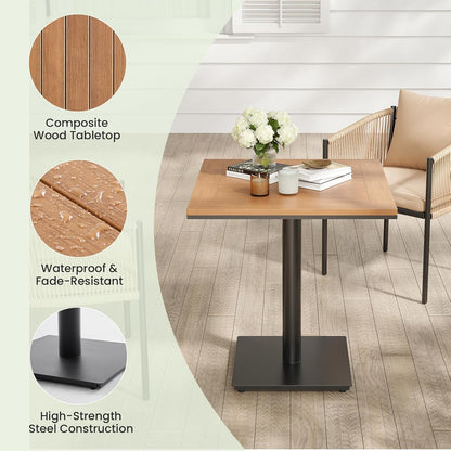 Soohow Patio Furniture Table, Square Plastic Wooden Top Outdoor Furniture Table for Lawn, Deck, Backyard, Poolside