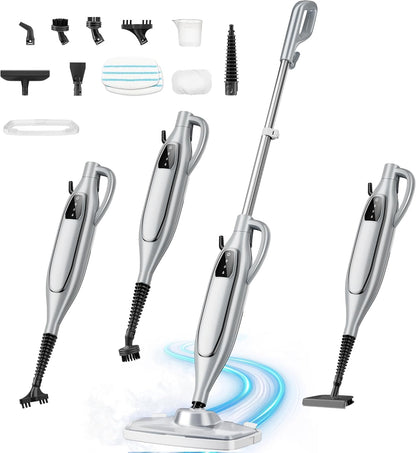 Steam Mop, 11-in-1 Powerful Handheld Steam Cleaner with 11.8 OZ Removable Tank, Detachable Steam Mops for Floor Cleaning with 23FT Power Cord, MultiPurpose Steamer for Hardwood Tile Carpets Furniture