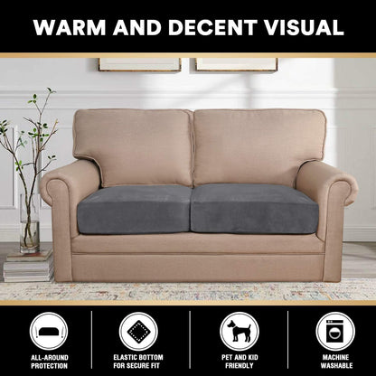PrinceDeco Stretch Velvet Couch Cushion Covers for Individual Cushions Sofa Cushion Cover Seat, Sofa Covers Washable, Couch Seat Cushion Covers for Sectional (2 Pieces, Grey)