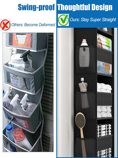 Over The Door Storage Organizer, RV Bathroom Organizer, Over The Door Organizer Camper Storage and Organization, 5 Shelf Hanging Over Door Organizer for Camper, Bathroom, Bedroom, Closet-Black