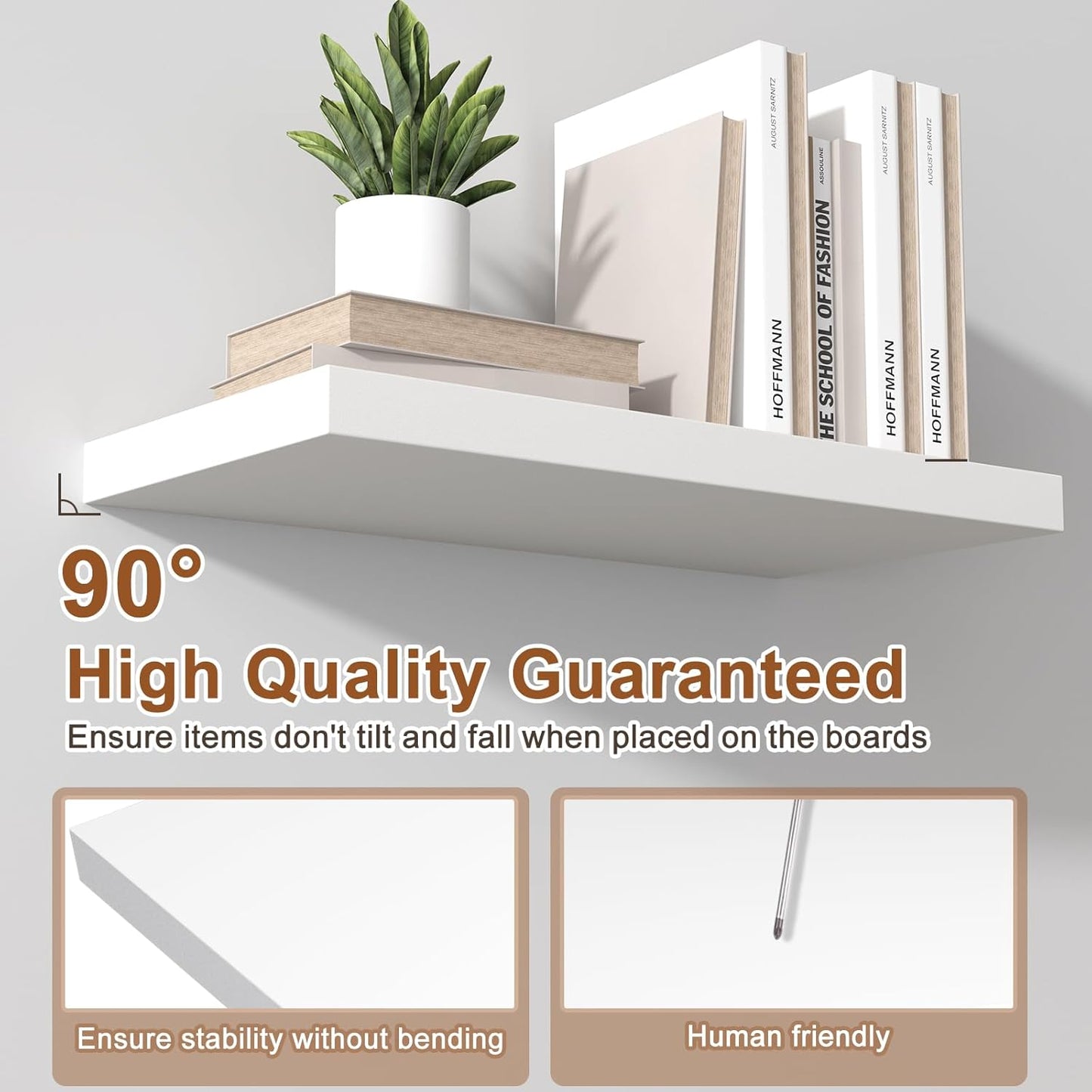 12 Inch Deep Floating Shelves for Wall 2 Pack White Floating Shelves Large Storage Space Wall Mount Shelf for Living Room Kitchen Bathroom 36" W x 12" D x 1.2" White