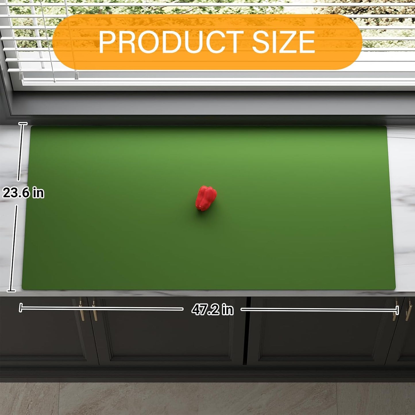 Quality Silicone Table Mat 47x24 Inch - High Heat Resistant (Lab Tested 482°F), Non-Slip Oil-Resistant Surface for Baking & DIY | Waterproof & Easy Clean (Green)