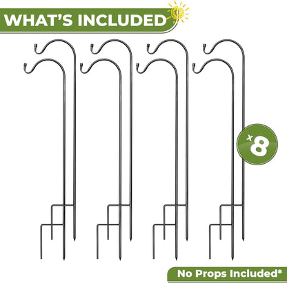Sorbus Shepherds Hooks for Outdoor - Set of 8 Extendable Garden Planter Stakes for Bird Feeders, Outdoor Décor, Plants, Lights, Lanterns, Flower Baskets, and More! Heavy Duty - Up to 6.5 Lbs. (8 Pack)