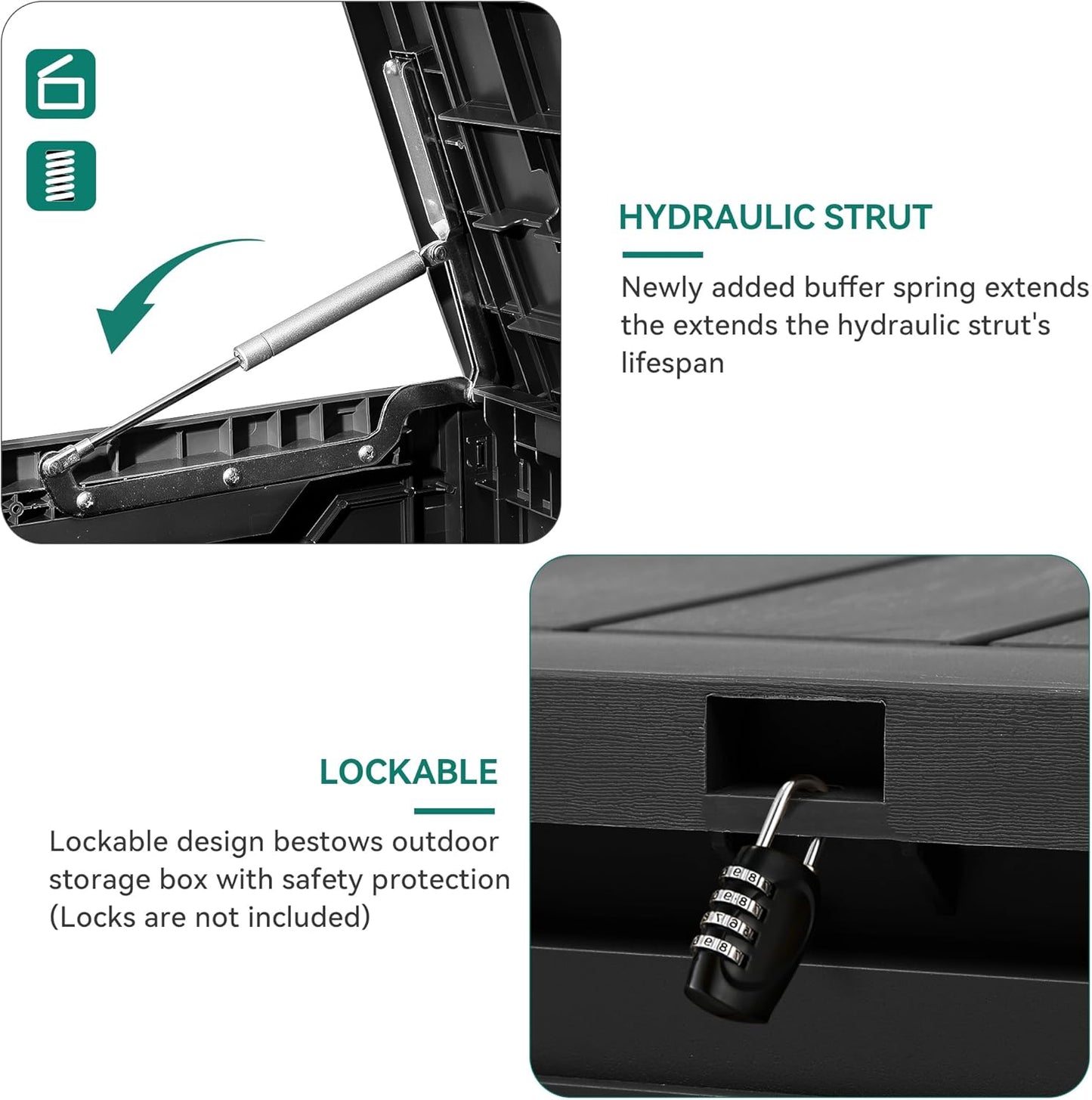 YITAHOME 80 Gallon Resin Deck Box, Outdoor Lockable Storage Box for Patio Furniture, Waterproof Patio Deck Box for Cushions, Pool Supplies, Sports Equipment and Garden Tools, Black