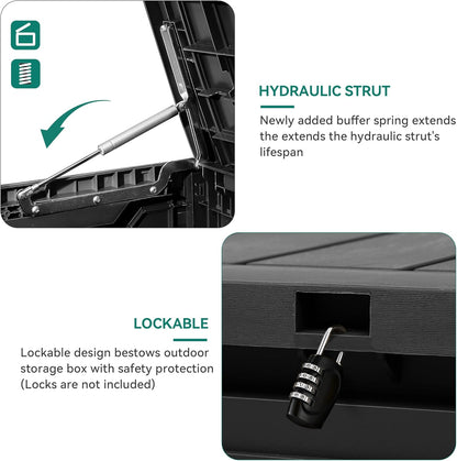 YITAHOME 80 Gallon Resin Deck Box, Outdoor Lockable Storage Box for Patio Furniture, Waterproof Patio Deck Box for Cushions, Pool Supplies, Sports Equipment and Garden Tools, Black