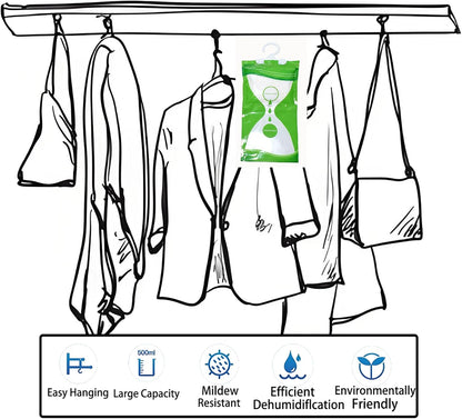 AOPANDA Moisture Absorbers Packets, 8 Pack - Eliminates Musty Odors for Fresher, Cleaner Air, Humidity Packs, Dessicant Packets, Hanging Closet Dehumidifier Bags（green）