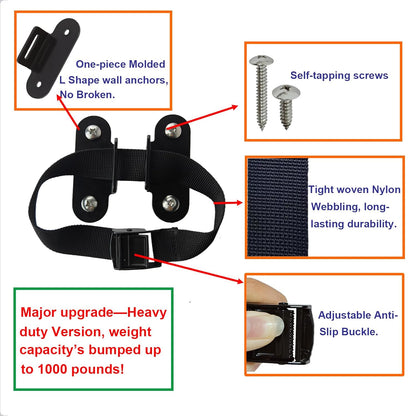 1000 lbs. Furniture Anchors, Anti Tip Straps for Furniture, Heavy Duty Safety Wall Anchors for Bookshelves, Dressers, Counters & Cabinets, Black