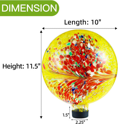 VOREEN 10-Inch Glass Gazing Ball, Outdoor Gazing Globe, Reflective Ball Yard Decoration for Homes, Patio, Lawn and Gardens, Gift for Mom Wife Friend, Phoenix Tail Design, Yellow