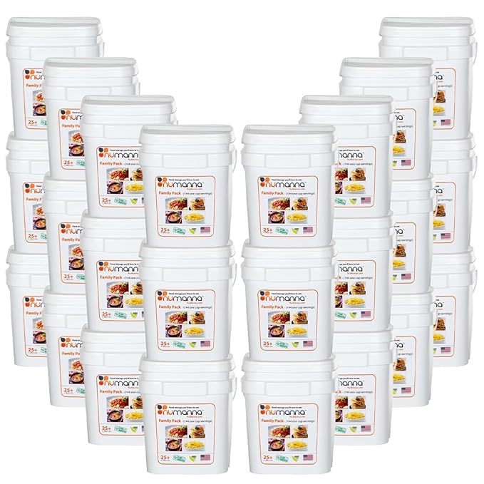 Numanna Family Pack Bucket 3,456 Servings 24-Months Emergency Meal Kit | Easy-to-Prepare, Non-GMO Freeze-Dried Survival Food | Everyday Meals in Resealable Pouches | Made in USA | 25+ Year Shelf Life