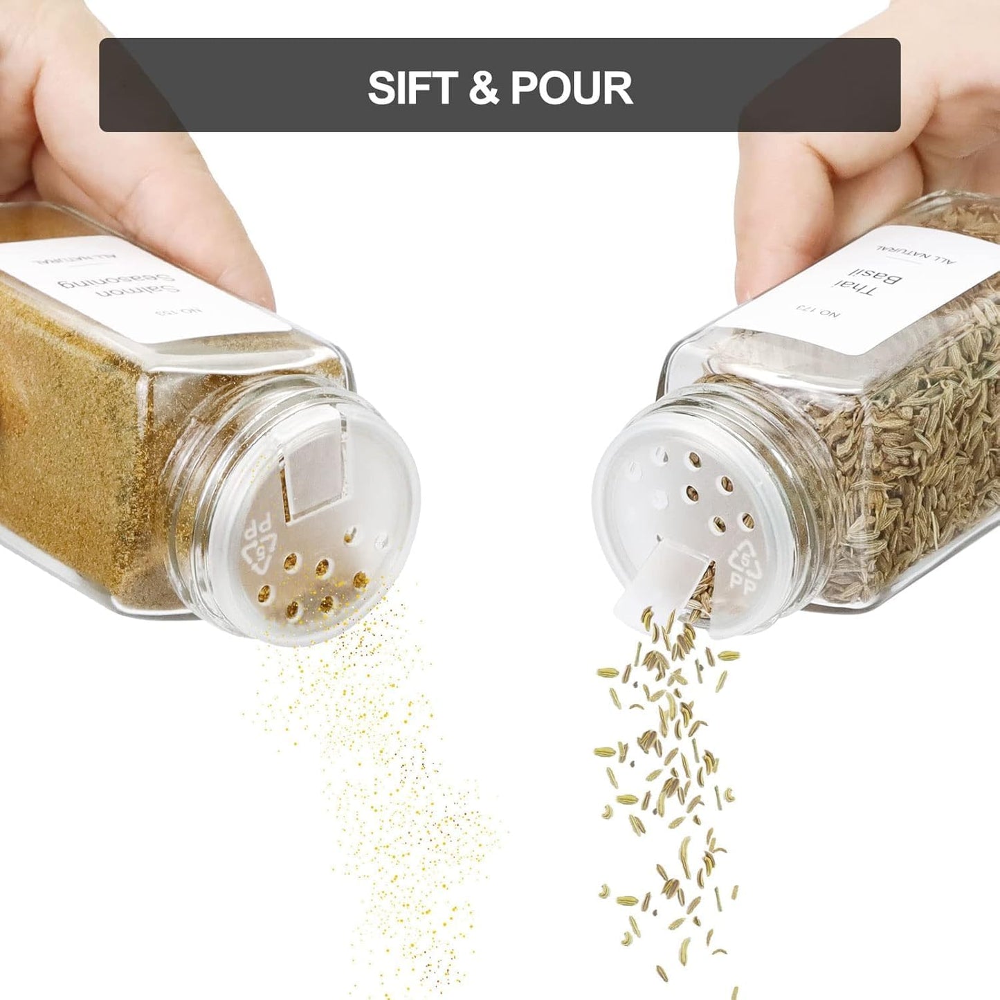 Spice Drawer Organizer with 24 Bamboo-lidded Spice Jars and 216 Labels,Non-slip Rubber, Bamboo 4 Tier Spice Racks Tray Seasoning Containers for Kitchen Drawers,Cabinets,13" Wide * 15.8" Deep