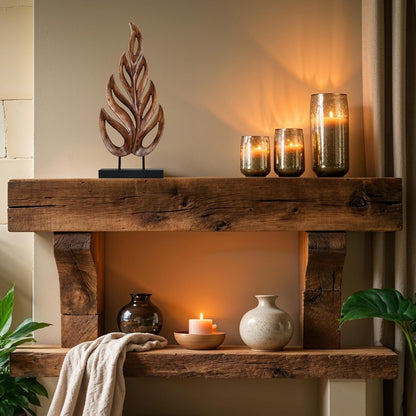 Decozen Wooden Leaf Sculpture - Hand‑Carved Solid Wood Coffee Table Decor and Western Decor Accent for Living Room, Mantel, Bookshelf Centerpiece