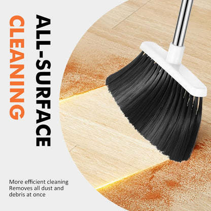 NACENA Heavy Duty Broom, 55 Inch Long Handle Outdoor Large Angle Brooms, Commercial Broom for Sweeping Indoor, for Home Garage Kitchen Office Courtyard Lobby Patio Lawn Concrete, 4 Pack (Grey&White)