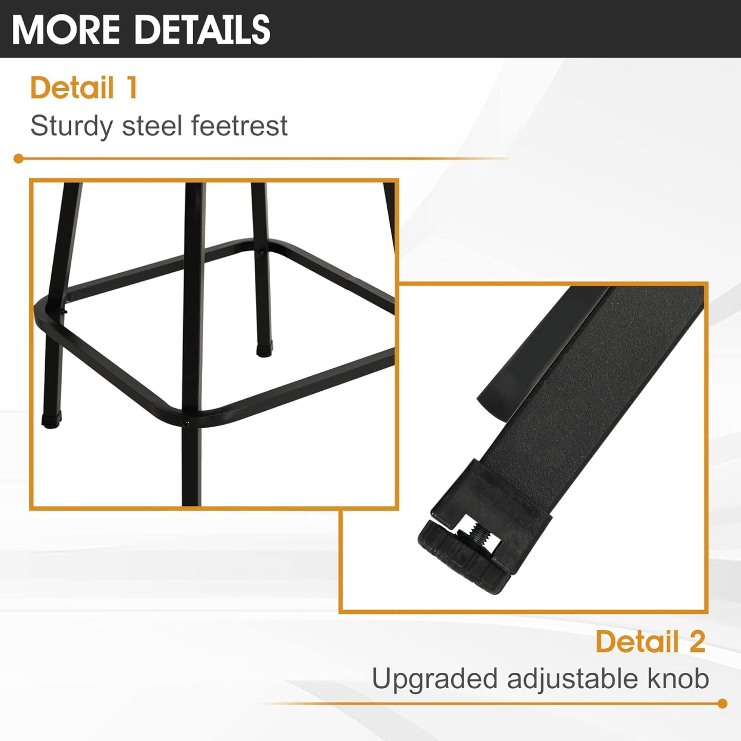 PHI VILLA 5 Piece Patio Bar Set, High Top Outdoor Dining Table and Chairs with Swivel Bar Stools (Gray) & Wood-Like Steel Rectangle Bar Table for Yard, Deck, Garden and Kitchen
