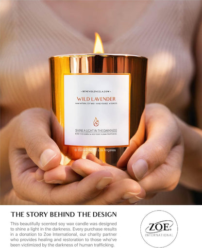 Benevolence LA Wild Lavender Wood Wick Candles | Soy Scented Candles for Home | Gifts for Women and Men | Home Fragrance | Aromatherapy | Shelf Decor, Bathroom Freshener | 8oz, 45 Hour Burn