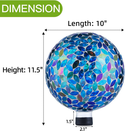 VOREEN 10-Inch Gazing Ball Glass Mosaic Gazing Globe, Outdoor Reflective Ball Yard Decoration for Homes, Patio, Lawn and Gardens, Gift for Mom Wife Friend, Blue and Amber