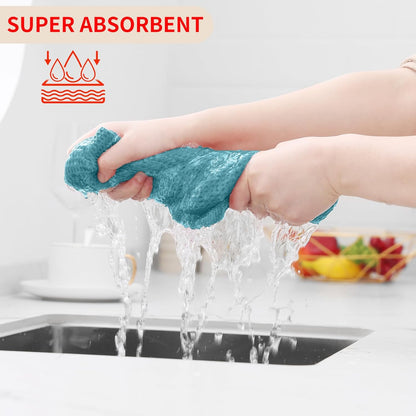 Homaxy 100% Cotton Waffle Weave Kitchen Dish Cloths, Ultra Soft Absorbent Quick Drying Dish Towels, 12 x 12 Inches, 8-Pack, Lake Blue