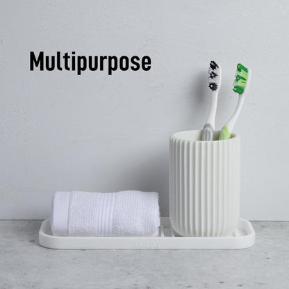 Zulay Kitchen (9x3.5) Silicone Sponge Holder for Kitchen Sink - Flexible Multipurpose Soap Tray - Sink Organizer for Kitchen, Bathroom, Makeup, Trinkets & More (White)