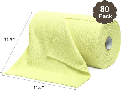 LIVOS Microfiber Cleaning Cloth Roll - 80 Pack, Reusable Paper Towels Tear Away Towels, Microfiber Towels for Cars, Super Absorbent Lint Free Cleaning Rags for House, Kitchen-Beige Yellow,11.5"x11.5"