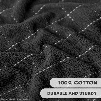 Artoid Mode Checkered Designed Cotton Black Terry Kitchen Dish Towels, 15x25 Inch Soft Absorbent Quick Drying Family Cleaning Tea Towels Set of 4