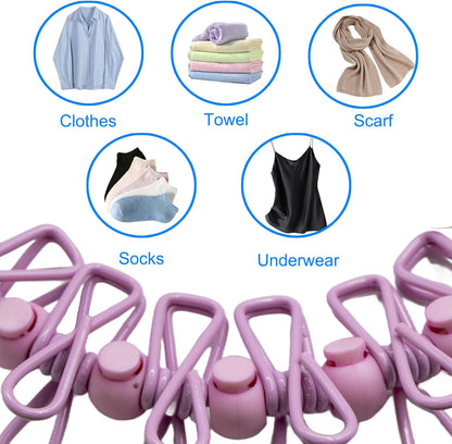 2 Pack Camping Clothesline Portable 12 Clothespins, Pink Camping Accessories Travel Clothesline for Outdoor Indoor, Retractable Clothes Line Elastic Clothesline for Camper Hotel Room