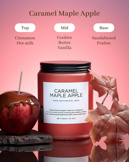M&SENSE Caramel Apple Pie Candles for Home Scented, Natural Soy Wax 19.4oz Long Lasting 110 Hours Clean Non Toxic Large 2 Wick Candle Gifts for Thanksgiving Housewarming