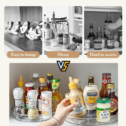 URALFA 2-Pack Lazy Susan Cabinet Organizer, Plastic Rotating Round Lazy Susan Turntable for Cabinet, Pantry, Countertop, Table, Fridge, 10.5 Inch