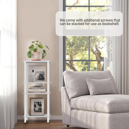 TUTOTAK End Table with Charging Station, Small Side Table with Outlets, Nightstand Bedside Table, 2-Tier Storage Shelf for Small Space, Living Room, Bedroom, Marble White TB01BMW040