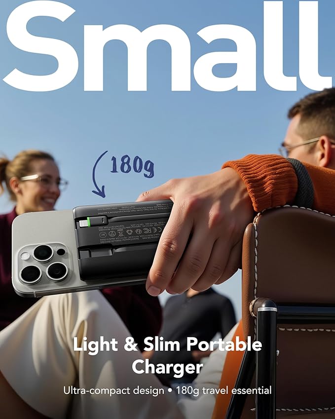 VEGER Portable Charger with Built in Cables, Slim 10000mAh PD 22.5W Fast Charging USB C Power Bank, 4 Outputs 3 Inputs Battery Pack Compatible with iPhone 16 15 14 13 Samsung iPad - Travel Essential