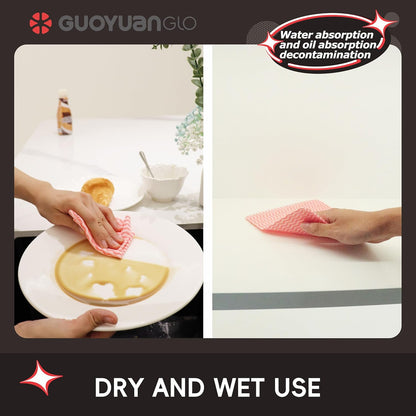 Disposable Dish Cloths Disposable Cleaning Towels Heavy Duty Reusable Cleaning Cloths Dish Rags for Kitchen,11.8 x 21 inches - 50 Counts/Pack,Red